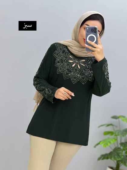 بلوز یقه گرد ویسکوز نیسا کد 205631