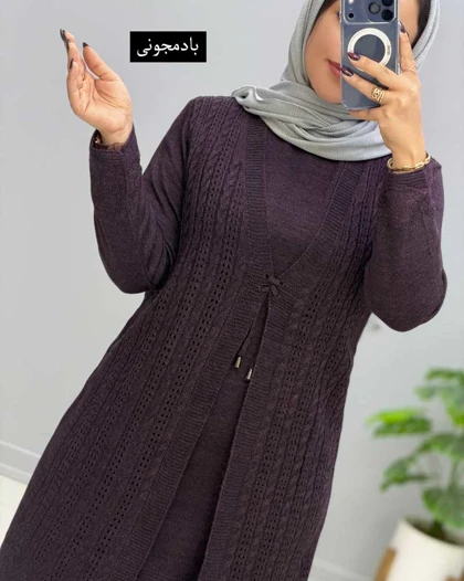 تونیک بلند بافت بنفشه پلاس کد 201654