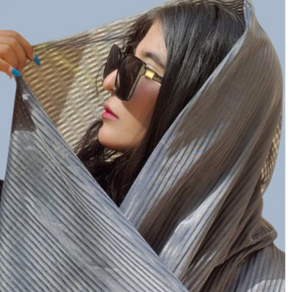 شال زنانه راه راه طوسی شیک ومجلسی