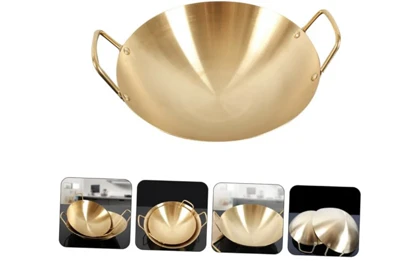 تابه سرو گود دسته دار طلایی در دو سایز