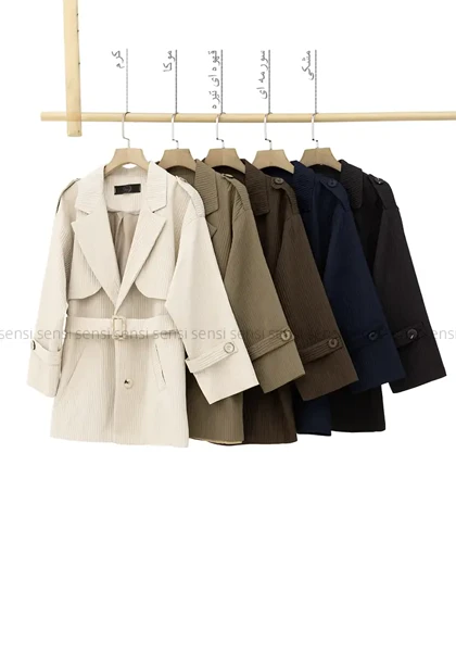 بارانی آستر دار میله ای کد1005041