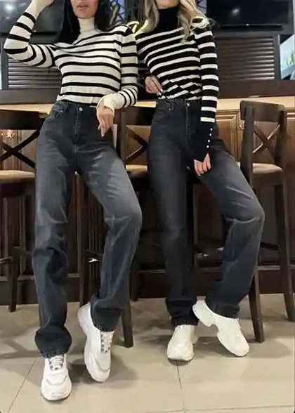 یقه اسکی بافت دکمه طلایی