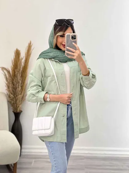 مانتو دکمه مخفی برش‌دار