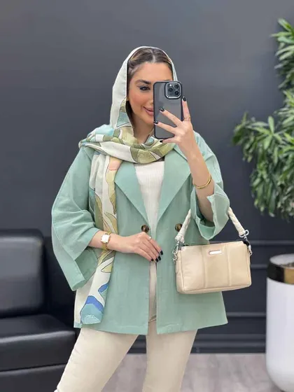 مانتو دو دکمه جیب نما