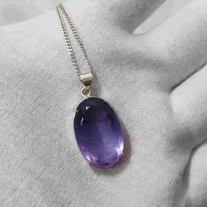 گردنبند نقره با سنگ آمیتیست جواهری 22 قیراطی (بدون زنجیر)