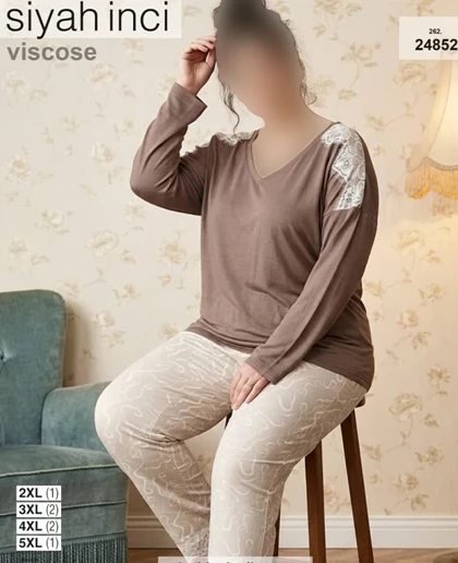 بلوز و شلوار بیگ سایز siyah inci کد 24852