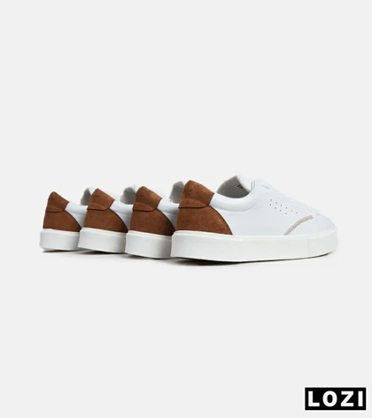 کفش اسنیکرزمردانه سفید قهوه ای PULL & BEAR