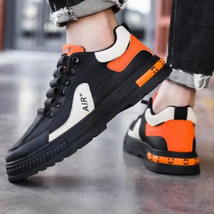 کتانی لژدار طبی مردانه ضد آب مشکی Men’s Waterproof Platform Orthopedic Sneakers Black