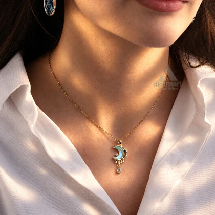 گردنبند ماه و نگین Dripping Moon Necklace G