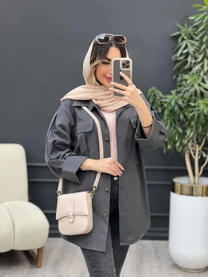 مانتو جیب کراواتی آستین پاکتی