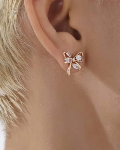 گوشواره میخی پاپیون نگین‌دار ژوپینگ