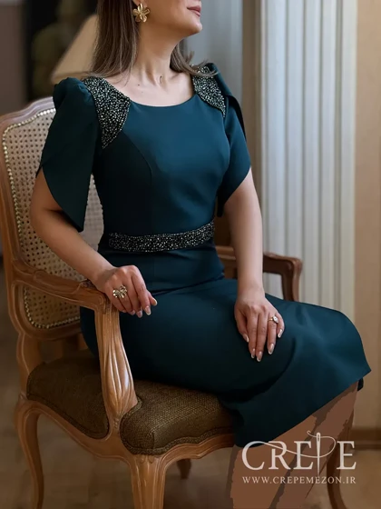 پیراهن کمر سرشانه سنگدوزی