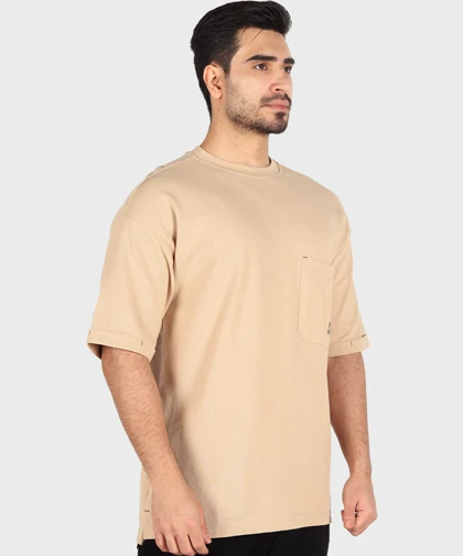 تیشرت باکسی مردانه ساده و تک جیب 1721