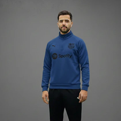 دورس نیم زیپ مدل بارسلونا-آبی