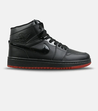 کفش کتانی ساق‌دار مردانه و زنانه مشکی قرمز NIKE jordan 1 مدل 8775