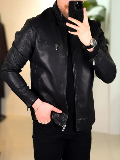 کت چرم مشکی 6202