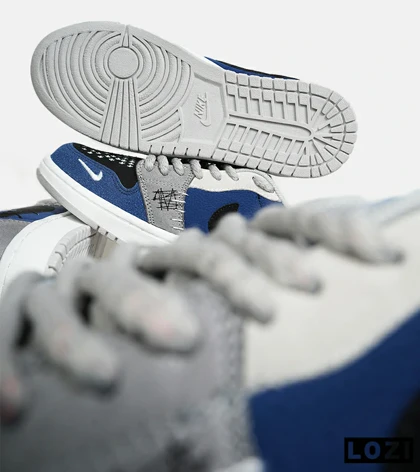 کفش کتانی مردانه و زنانه آبی طوسی نایک NIKE jordan Vodoo
