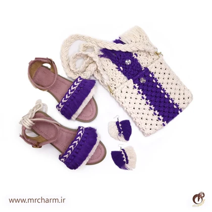 ست صندل و کیف تابستانه بافت زنانه mrc2416-05