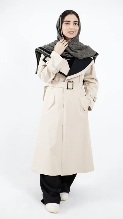 بارانی دو یقه بلند آستردار