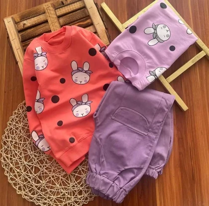 بلوز شلوار کتان دخترانه مدل خرگوش