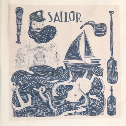 تیشرت مردانه دندی طرح Sailor