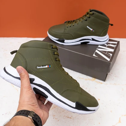 کفش ساق‌دار مردانه زیتونی مدل EMTO ویژه