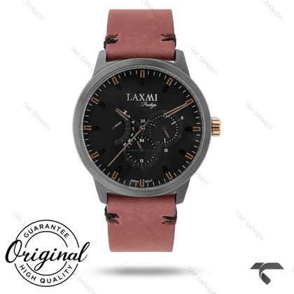 ساعت لاکسمی مردانه 8152-5 مشکی بند چرم زرشکی Laxmi-9226-G