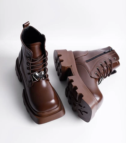 نیم بوت بنددار تک زیپ قلبی 4441 Pinki