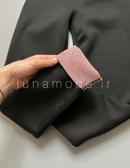 لگ زنانه کمر هفتی داخل خز دار زنانه تک‌رنگ مشکی