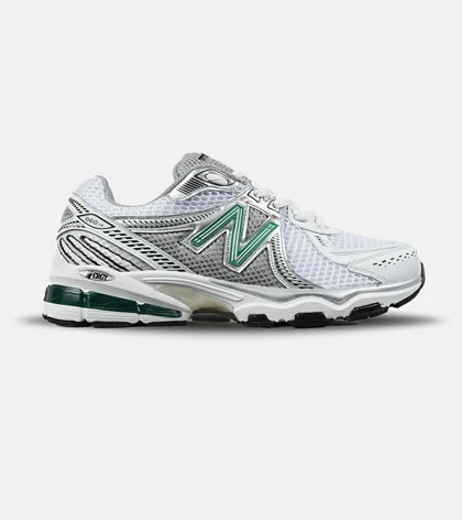 کفش کتانی بزرگ پا سفید طوسی سبز New Balance 860 v02 مدل 8364