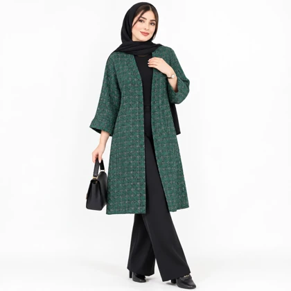 مانتو پاییزه زنانه چهارخونه شانل ترک آوا کد 206