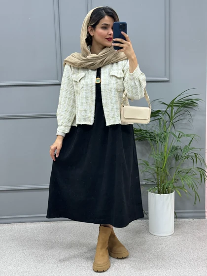 ست پیراهن مانتویی و کت شانل ملودی