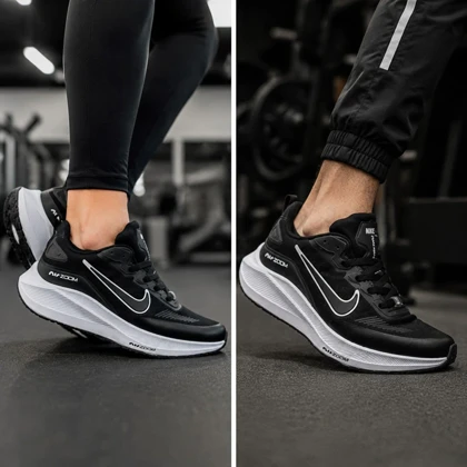 کفش و کتانی اسپرت مردانه و زنانه مدل نایک زوم NIKE_ZOOM رنگ مشکی سفید کد 41869