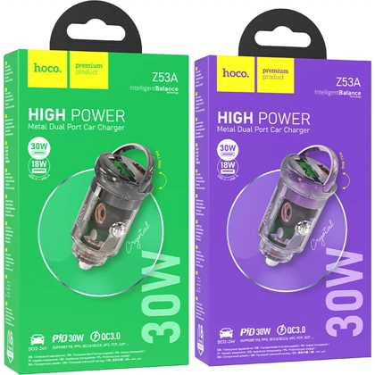 شارژر فندکی هوکو Hoco مدل Z53A دو پورت با توان 30 وات