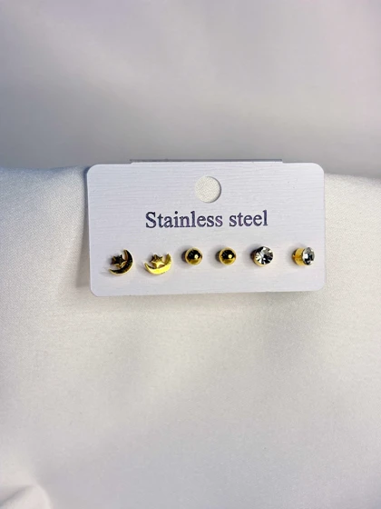 پک گوشواره استیل طلایی کد 06