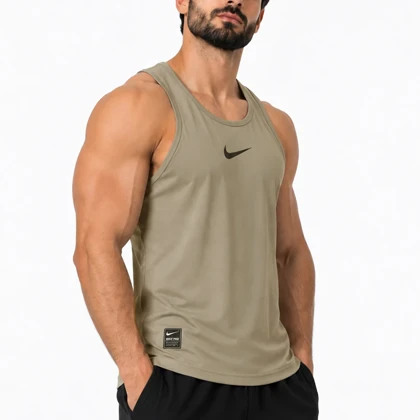 رکابی ورزشی مردانه نایک مدل Dri Fit-YC502 خاکی