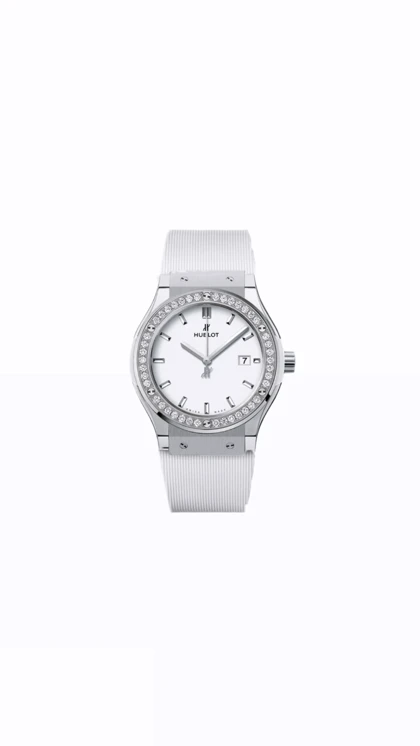 ساعت هابلوت دورنگین زنانه نقره ای بند سفید Hublot Diamonds silver