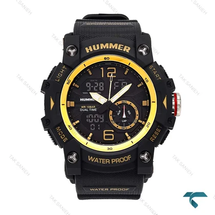ساعت مچی هامر دوزمانه 1428 مردانه زرد مشکی Hummer-6512-G