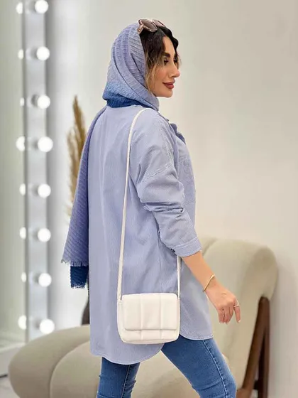 مانتو راه راه سر جیب دکمه