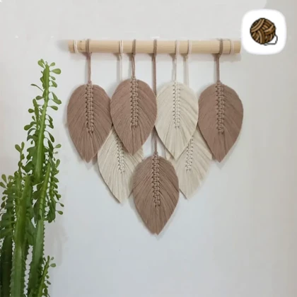 دیوار کوب مکرومه بافی مدل برگ 2 رنگ نود