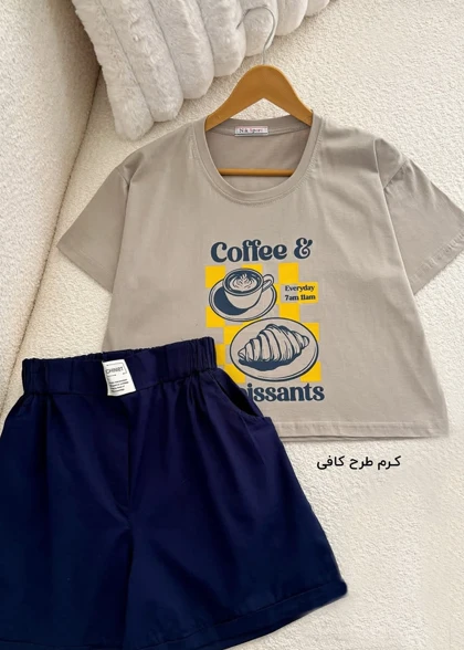 ست تیشرت کراپ و شلوارک زنانه مدل wcs002
