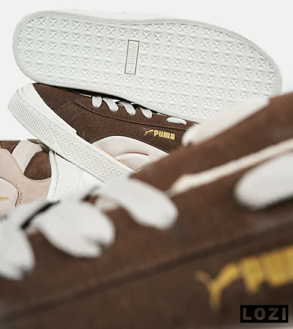 کفش کتانی ورزشی قهوه ای کرم مردانه و زنانه PUMA suede XL crushمدل 7456