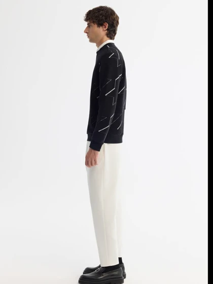 سویشرت یقه گرد طرح دار پارچه بیسکویتی / برند آووا ترکیه AVVA