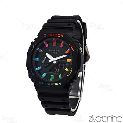 ساعت جی شاک GA2100 مردانه مشکی ایندکس رنگین کمانی 105822