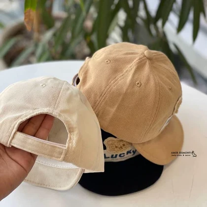 کلاه نقابدار نوزادی مخمل طرح LUCKY