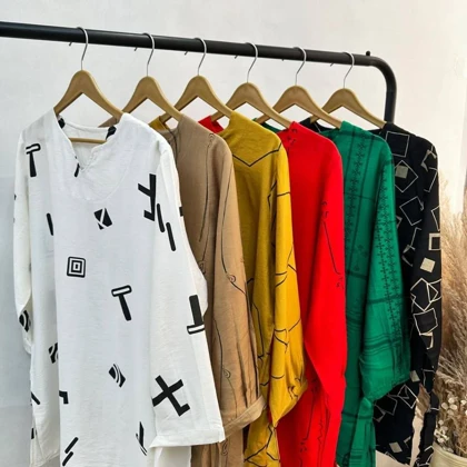 شومیز بابوس چاپی آستین بندی - کد: 1197