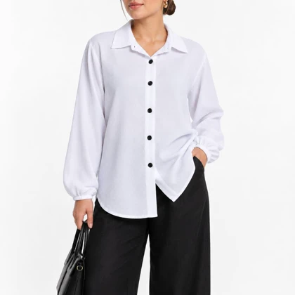 شومیز سفید زارا نخی وارداتی Zara ترکیه سایز 42 تا 44 کد 3377
