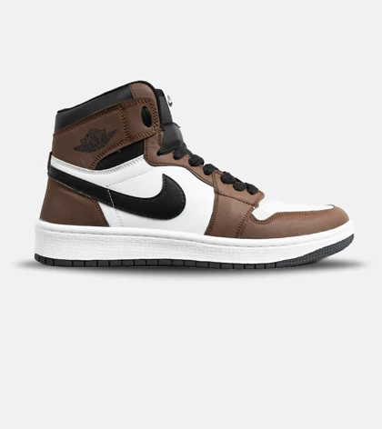 کتانی ساق‌دار زنانه و مردانه سفید مشکی قهوه ای Nike air jordan 1 مدل 6621