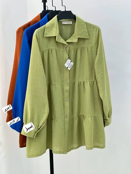 شومیز مانتویی سه چین مزونی کد 4868