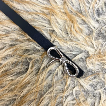 کمربند زنانه چرمی پاپیون مشکی